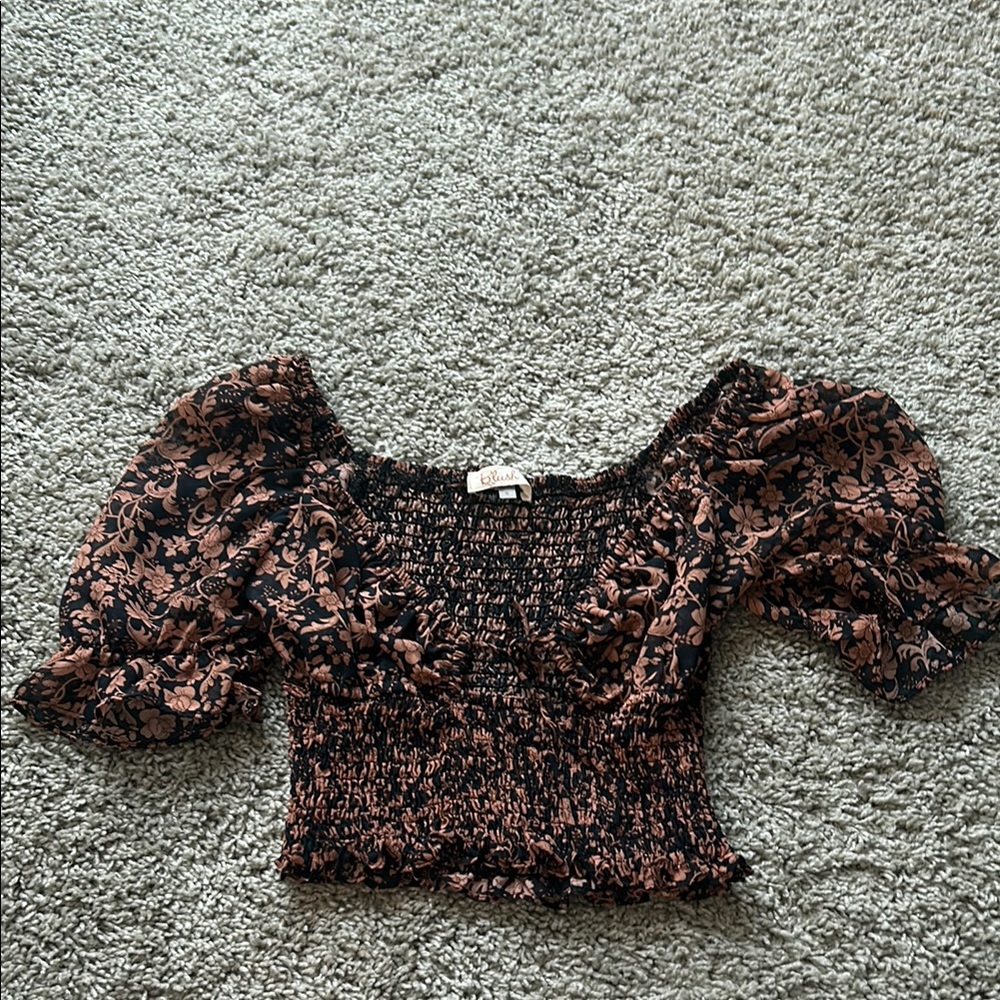 Free People Black Floral Women's Top